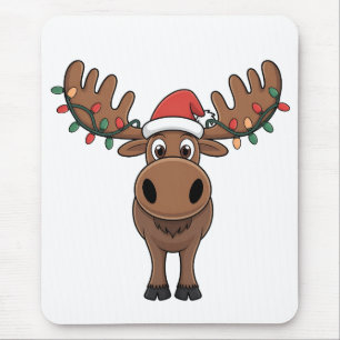 Alfombrilla De Ratón Moose Christmas Tree ilumina divertidas Xmas Moose