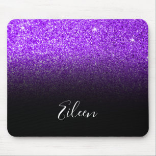 Alfombrilla De Ratón Morado brillante falso brillo negro ombre femenino