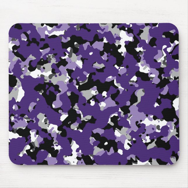 Alfombrilla De Ratón Morado Gris Negro Blanco Camuflaje Camo Estampado (Frente)