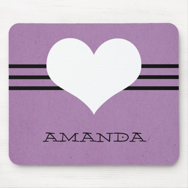 Alfombrilla De Ratón Morado Moderno Mousepad Corazón (Frente)