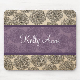 Alfombrilla De Ratón Morado Vintage Zinnia Mousepad