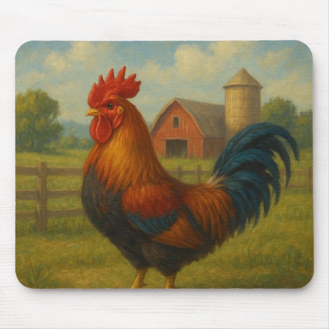 Alfombrilla De Ratón “Morning Glory Rooster on the Farm” (Frente)