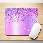Alfombrilla De Ratón Morple Purpurina Monograma Nombre Giro de lujo<br><div class="desc">Purpurina De Espuma Metálica De Relieve metalizado Púrpura Faux Cepilló Monograma Metalizado Mousepad (almohadilla del ratón). Esto hace que el dulce perfecto cumpleaños 16,  boda,  ducha de novia,  aniversario,  ducha de bebé o fiesta de soltera sea regalo para alguien que ama el lujo glam y los estilos de moda.</div>
