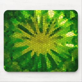 Alfombrilla De Ratón Mosaic Abstract Tile en verdes y amarillos -
