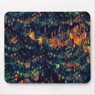 Alfombrilla De Ratón Mosaico abstracto de fogata desplazada sobre verde