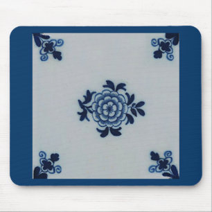 Alfombrilla De Ratón Mosaico Azul Delft Antiquario Clásico - Motif Flor