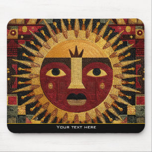 Alfombrilla De Ratón Mosaico de cara de sol de mandala celestial tribal