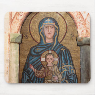 Alfombrilla De Ratón Mosaico de la Virgen María y Jesús