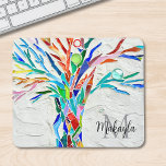 Alfombrilla De Ratón Mosaico de monograma<br><div class="desc">Esta colorida almohadilla del ratón presenta un mosaico original de árbol. Personalizable fácil con su nombre y monograma. Acuarela original © Michele Davies.</div>