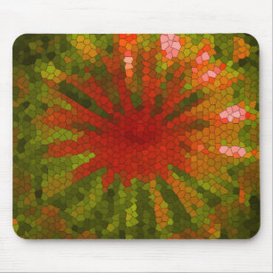 Alfombrilla De Ratón Mosaico de mosaico abstracto en rojos y verdes