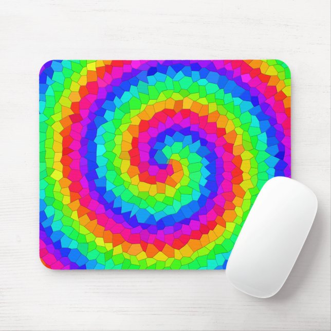 Alfombrilla De Ratón Mosaico espiral arcoiris (Con ratón)