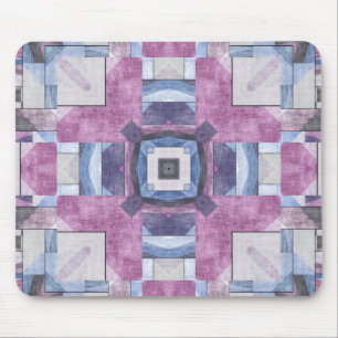 Alfombrilla De Ratón Mosaico Geométrico Abstracto Púrpura, Azul y Gris