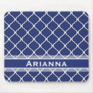 Alfombrilla De Ratón Mosaico marroquí azul de la marina moderna