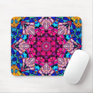 Alfombrilla De Ratón Mosaico rosa Mandala Floral Psicodélico Retro