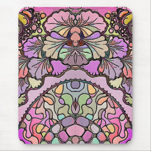 Alfombrilla De Ratón Mosaico rosado de la flor
