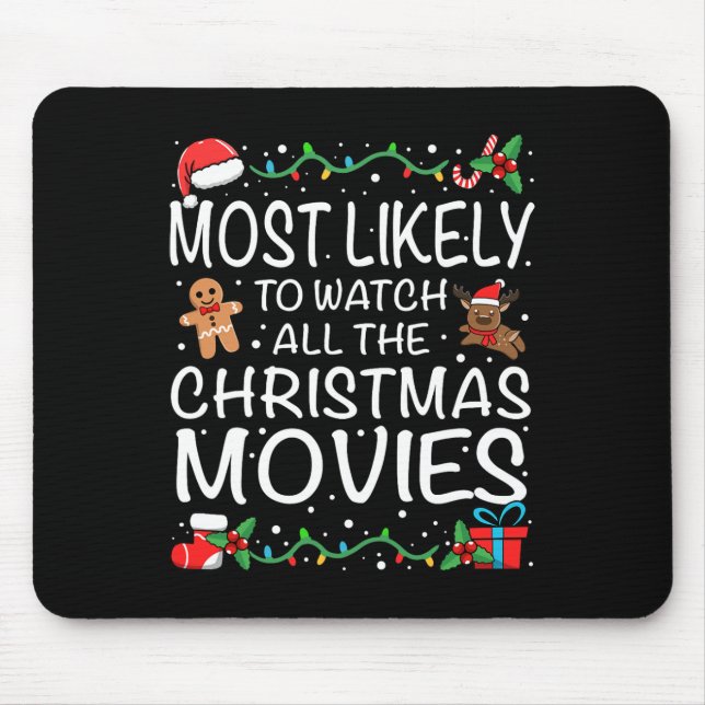 Alfombrilla De Ratón Most Likely To Watch The Christmas Movies Family C (Frente)
