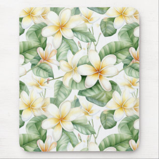 Alfombrilla De Ratón Mostrador de Flor Frangipani Blanco Tropical