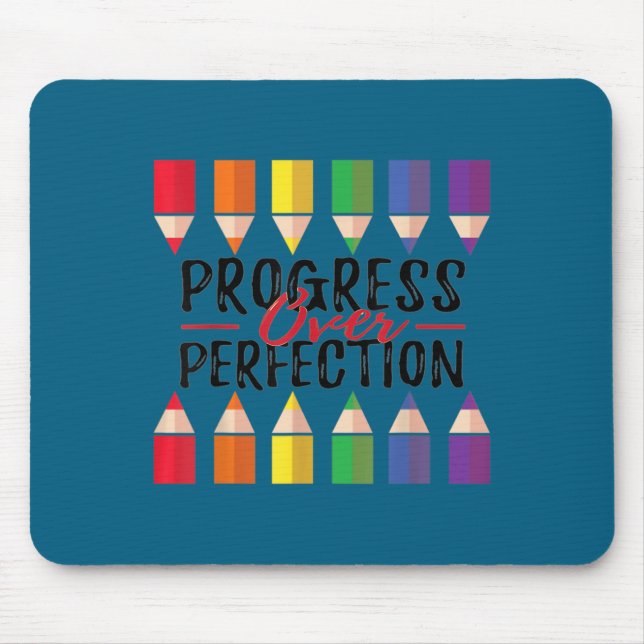Alfombrilla De Ratón Motivational Progress Over Perfection Back To Scho (Frente)