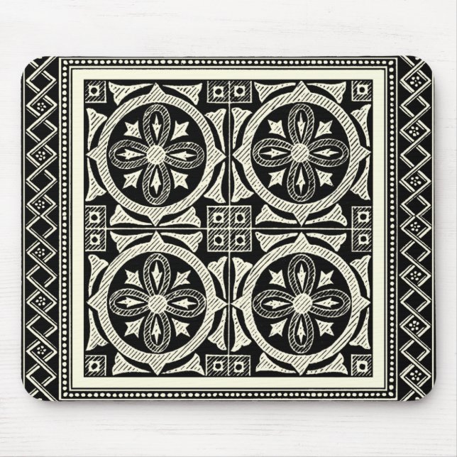Alfombrilla De Ratón Motivo de Mandala en blanco y negro por Vision Stu (Frente)