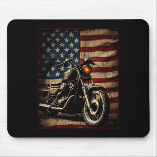 Alfombrilla De Ratón Motocicleta Bandera De Estados Unidos Retro Biker