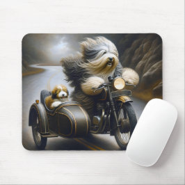 Alfombrilla De Ratón Motocicleta Collie Con Cabecera Con Sidecar