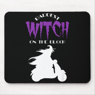 Alfombrilla De Ratón Motociclista espeluznante de Halloween: la bruja m