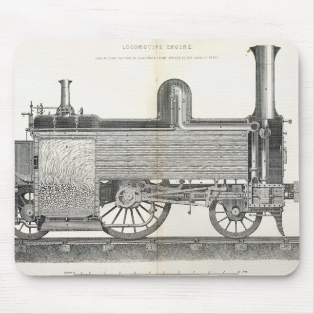 Alfombrilla De Ratón Motor locomotor, grabado por J.W. Lowry (Frente)