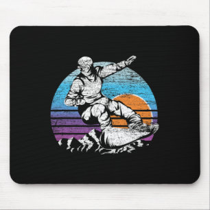 Alfombrilla De Ratón Mountain Sunset Snowboarding Winter Sports Retro S