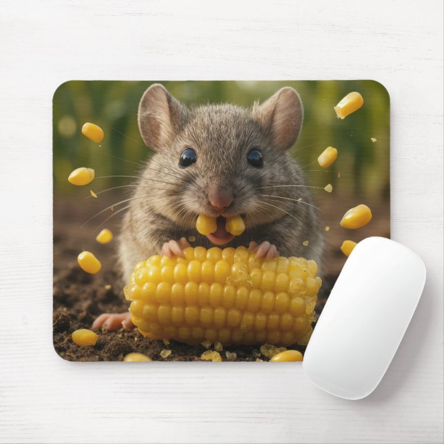 Alfombrilla De Ratón Mouse Enjoying an Ear of Corn (Con ratón)