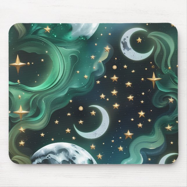 Alfombrilla De Ratón Mouse Pad - Emerald Green Celestial Moon (Frente)