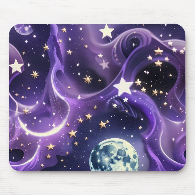 Alfombrilla De Ratón Mouse Pad – Luxury Purple Celestial Moon Phases (Frente)