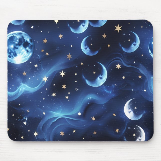 Alfombrilla De Ratón Mouse Pad – Luxury Sapphire Blue Celestial Moon (Frente)