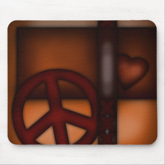 Alfombrilla De Ratón Mousemat, corazón rústico y signo de la paz