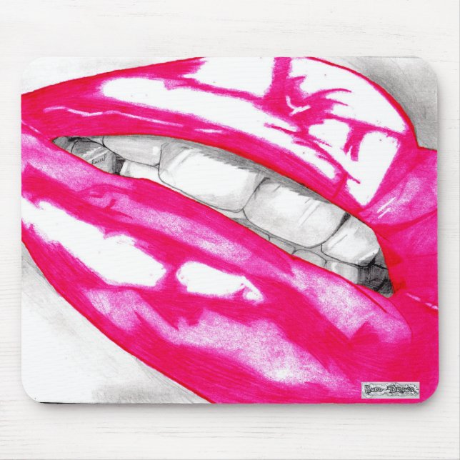 Alfombrilla De Ratón Mousemat de labios calientes (rosa) (Frente)
