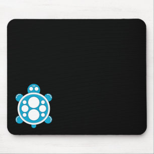 Alfombrilla De Ratón Mousemat, tortuga redonda, azul celeste negro