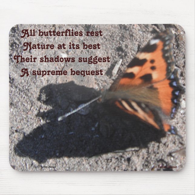 Alfombrilla De Ratón Mousepad All Butterflies Descansa Poema De Ladee B (Frente)