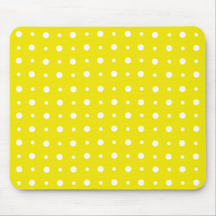 Alfombrilla De Ratón Mousepad amarillo limón, puntos de polka blanca