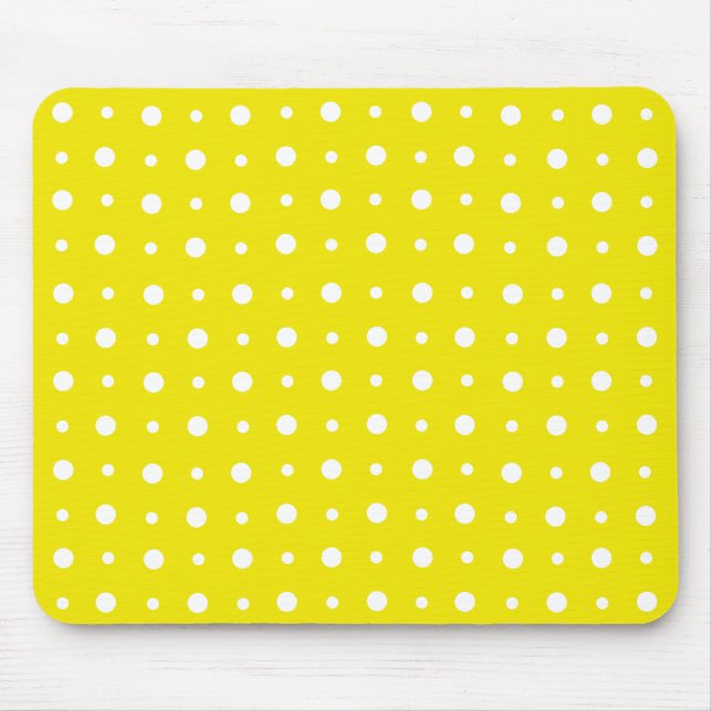 Alfombrilla De Ratón Mousepad amarillo limón, puntos de polka blanca (Frente)