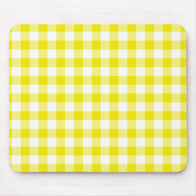 Alfombrilla De Ratón Mousepad amarillo limón, revisar patrón de Gingham (Frente)