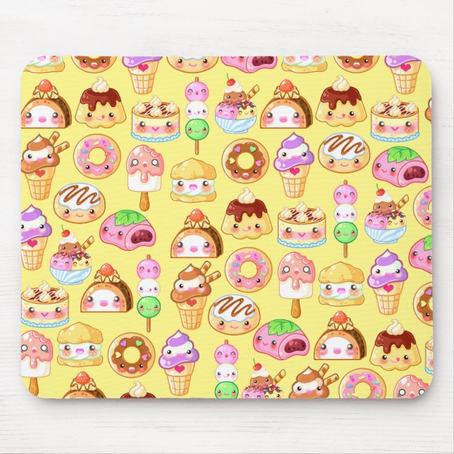 Alfombrilla De Ratón Mousepad, amigos del postre de Kawaii (Frente)