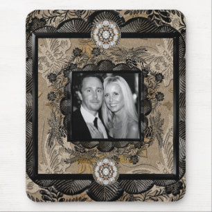 Alfombrilla De Ratón Mousepad Añadir foto marco de encaje negro marrón