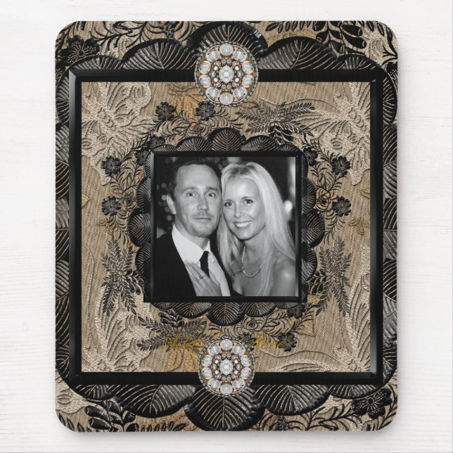 Alfombrilla De Ratón Mousepad Añadir foto marco de encaje negro marrón (Frente)