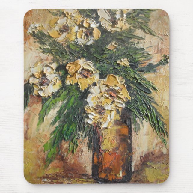Alfombrilla De Ratón Mousepad Ann Hayes Pintando Flores Amarillas En Va (Frente)