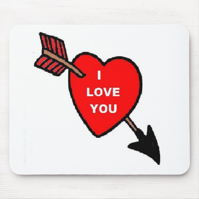 Alfombrilla De Ratón Mousepad Arrow Thru Heart Red, Te Amo (Frente)
