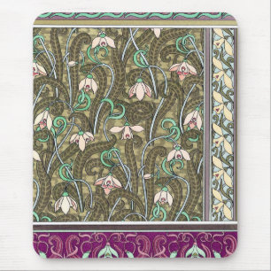 Alfombrilla De Ratón Mousepad Art Nouveau de estampado de flor de nieve