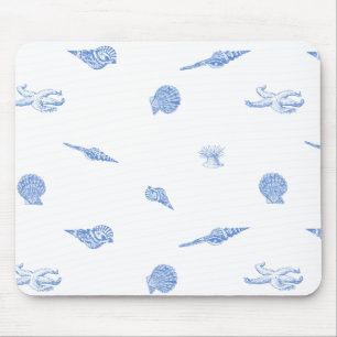 Alfombrilla De Ratón Mousepad azul de los Seashells y de las estrellas