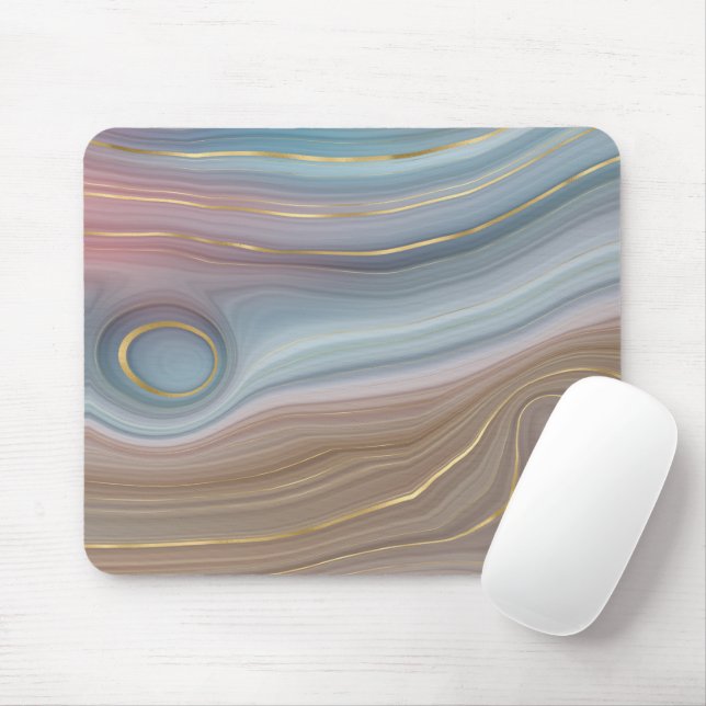 Alfombrilla De Ratón Mousepad azul turbio y agate taúpe (Con ratón)