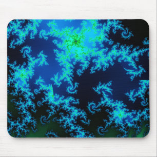 Alfombrilla De Ratón Mousepad azul y verde del fractal