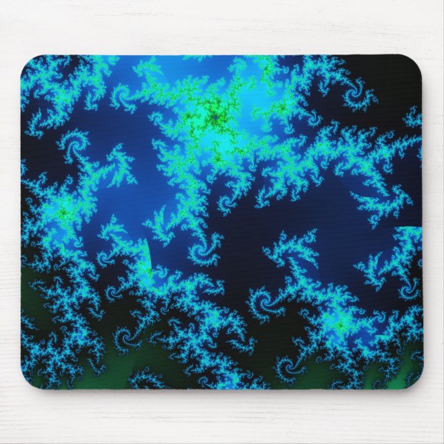 Alfombrilla De Ratón Mousepad azul y verde del fractal (Frente)