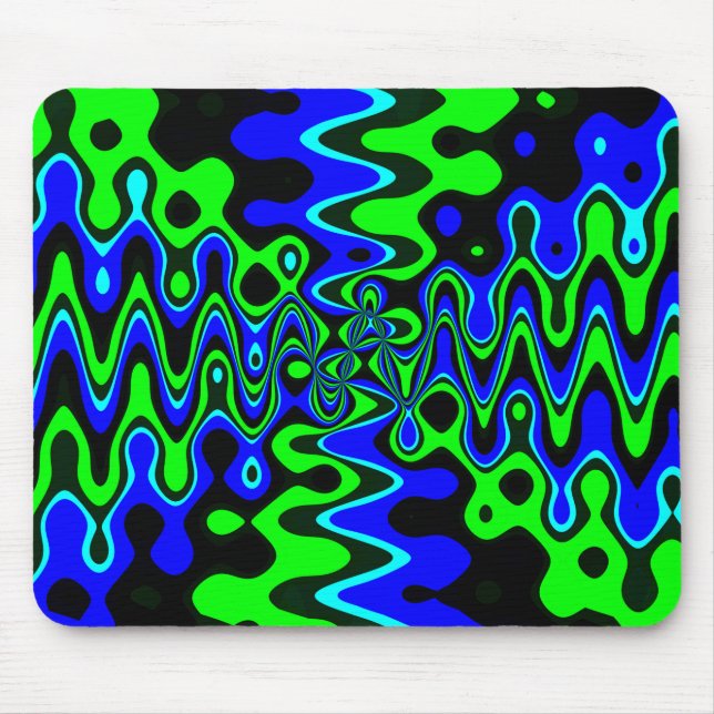 Alfombrilla De Ratón Mousepad azul y verde psicodélico (Frente)